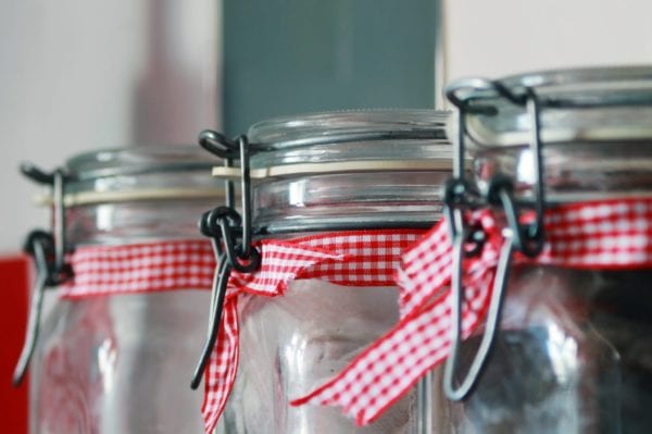 mason jars in a row